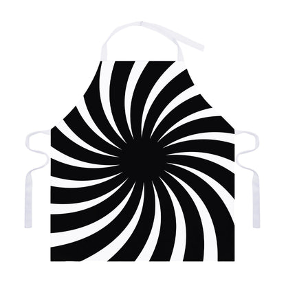 Black And White Vortex Swirl Print Adjustable Apron