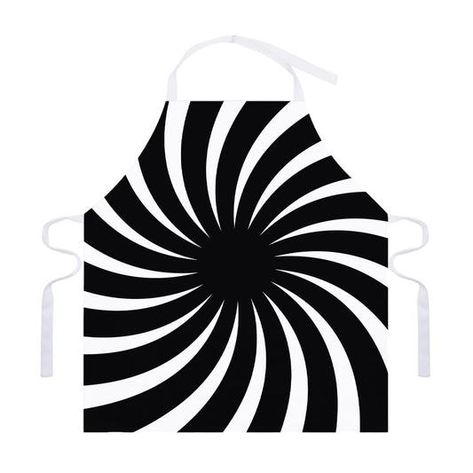 Black And White Vortex Swirl Print Adjustable Apron