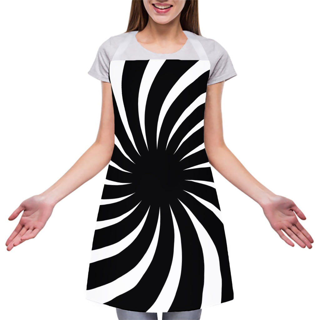 Black And White Vortex Swirl Print Adjustable Apron