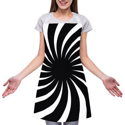Black And White Vortex Swirl Print Adjustable Apron