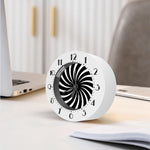 Black And White Vortex Swirl Print Alarm Clock