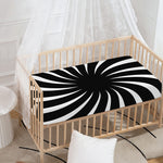 Black And White Vortex Swirl Print Baby Crib Sheet