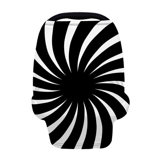 Black And White Vortex Swirl Print Baby Seat Cover