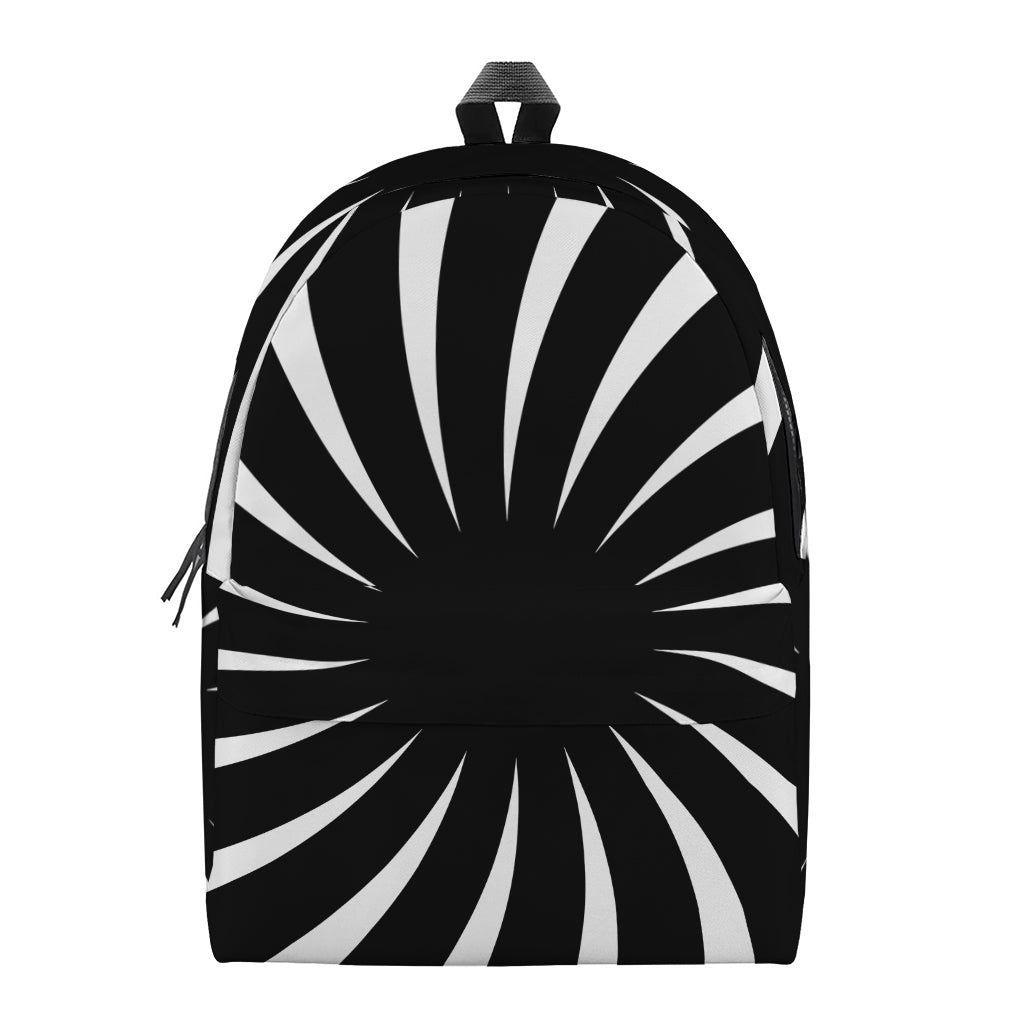 Black And White Vortex Swirl Print Backpack