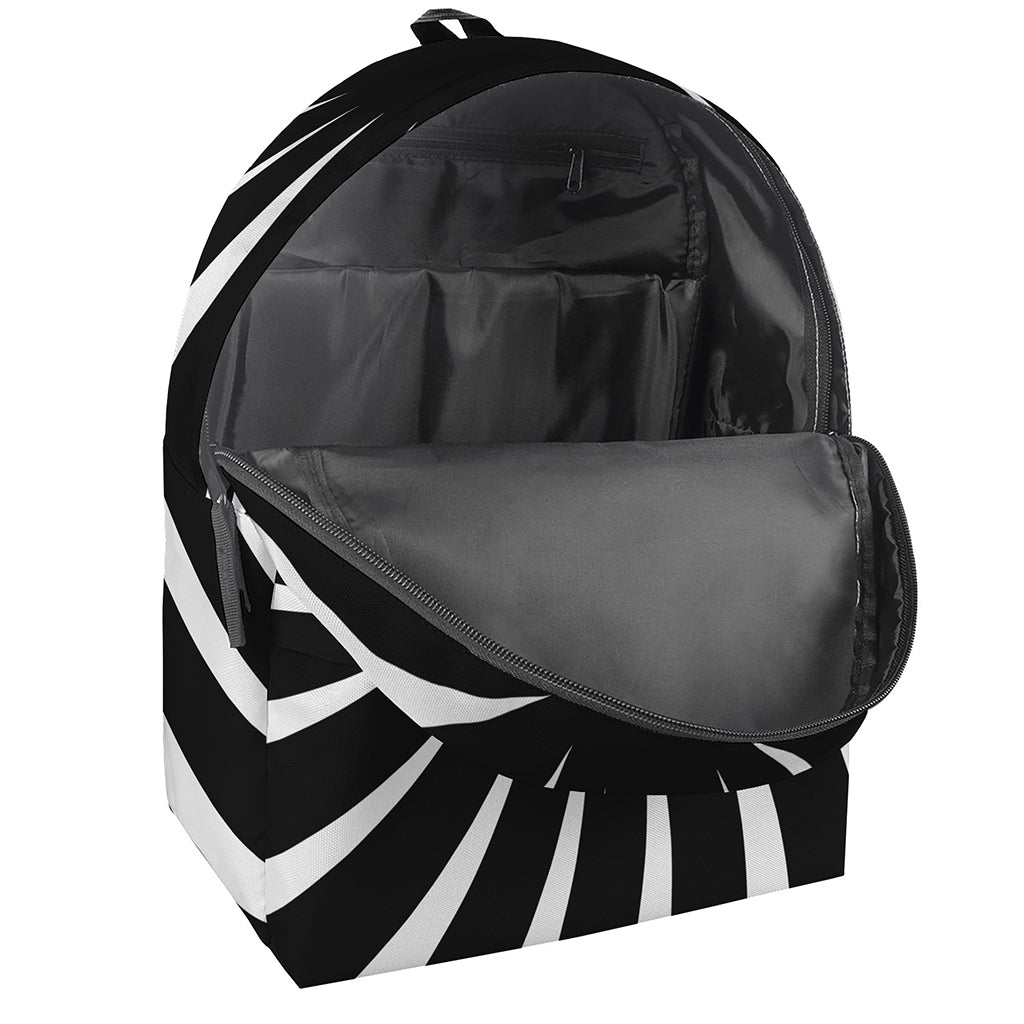 Black And White Vortex Swirl Print Backpack