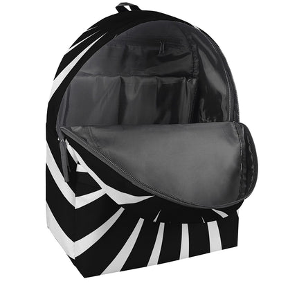 Black And White Vortex Swirl Print Backpack