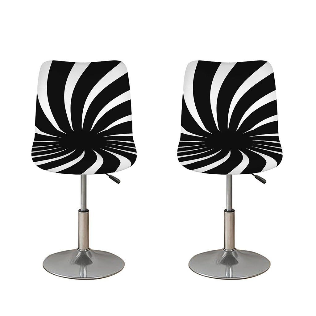 Black And White Vortex Swirl Print Bar Stool Covers