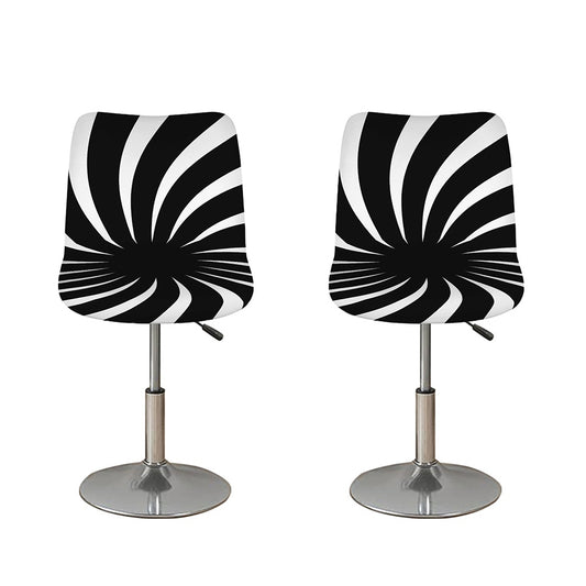 Black And White Vortex Swirl Print Bar Stool Covers