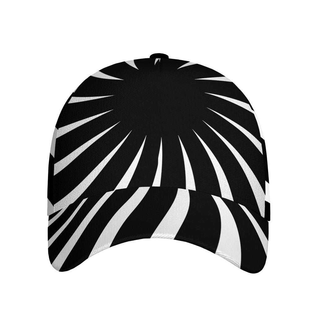 Black And White Vortex Swirl Print Baseball Cap