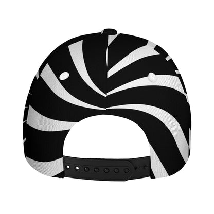 Black And White Vortex Swirl Print Baseball Cap