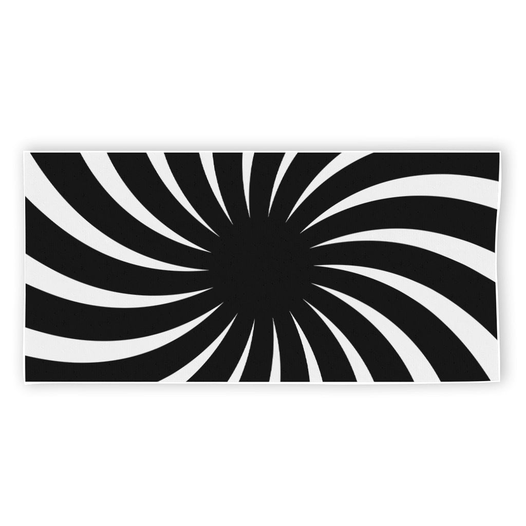 Black And White Vortex Swirl Print Beach Towel