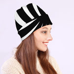 Black And White Vortex Swirl Print Beanie