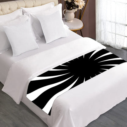 Black And White Vortex Swirl Print Bed Runner