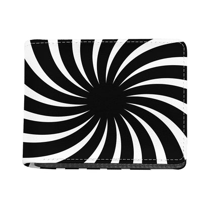Black And White Vortex Swirl Print Bifold Wallet