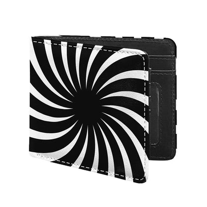 Black And White Vortex Swirl Print Bifold Wallet