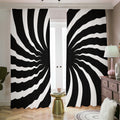 Black And White Vortex Swirl Print Dimout Pencil Pleat Curtains