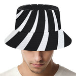Black And White Vortex Swirl Print Bucket Hat
