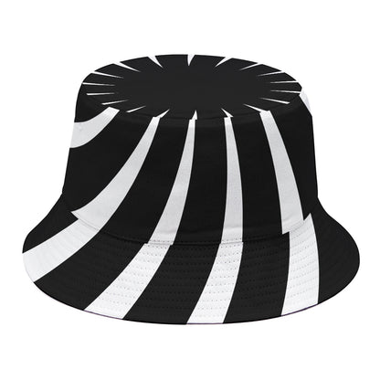 Black And White Vortex Swirl Print Bucket Hat
