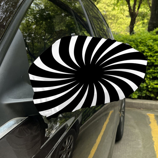 Black And White Vortex Swirl Print Car Side Mirror Covers