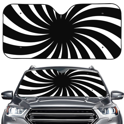 Black And White Vortex Swirl Print Car Windshield Sun Shade