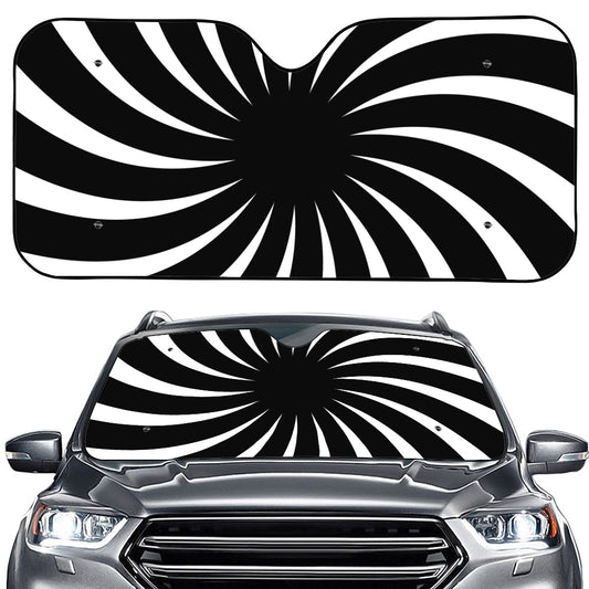 Black And White Vortex Swirl Print Car Windshield Sun Shade