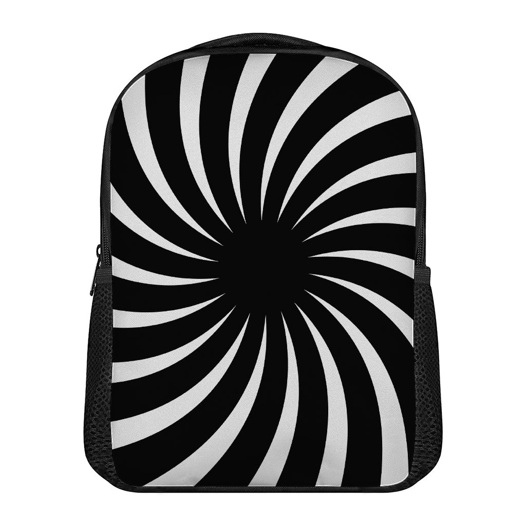 Black And White Vortex Swirl Print Casual Backpack