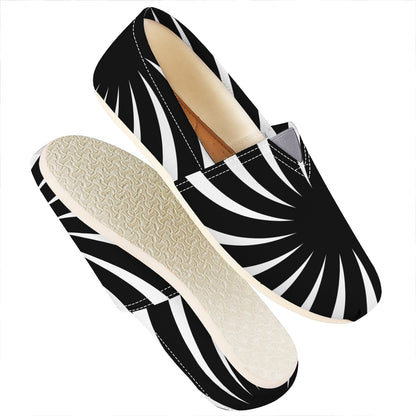 Black And White Vortex Swirl Print Casual Shoes
