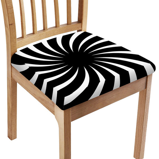 Black And White Vortex Swirl Print Chair Cushion Cover