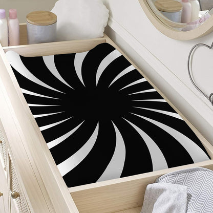 Black And White Vortex Swirl Print Changing Pad Cover