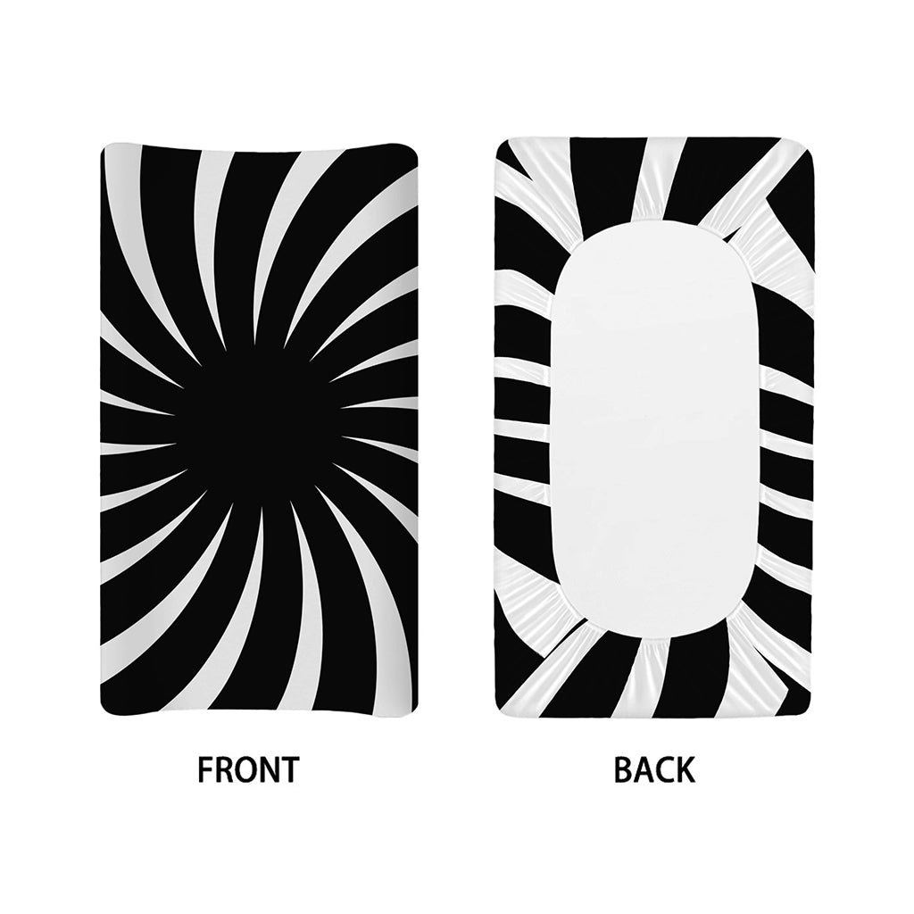 Black And White Vortex Swirl Print Changing Pad Cover