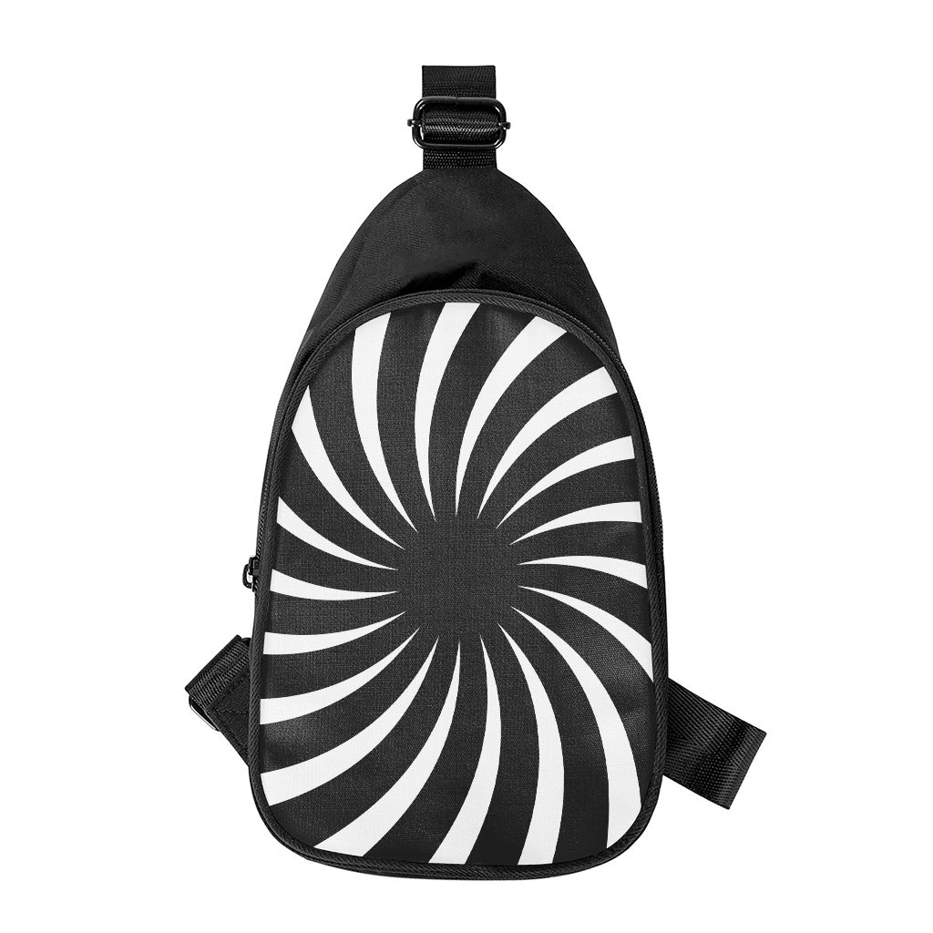 Black And White Vortex Swirl Print Chest Bag