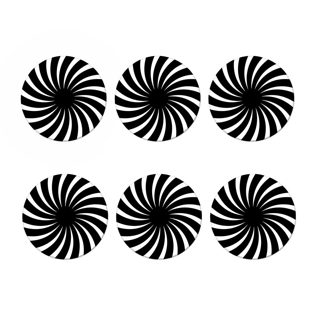 Black And White Vortex Swirl Print Coaster Set