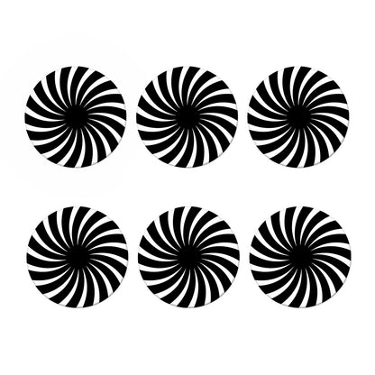 Black And White Vortex Swirl Print Coaster Set
