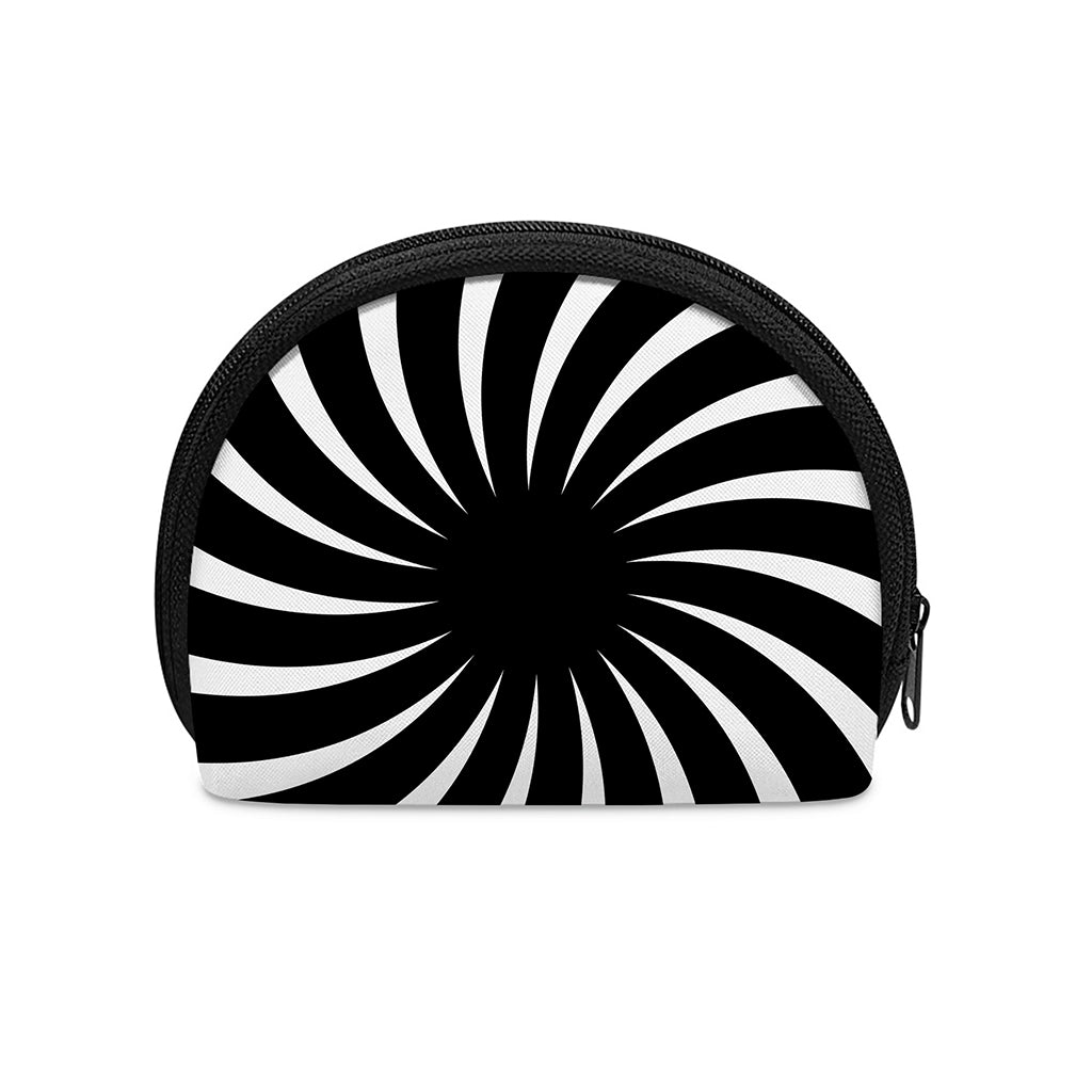 Black And White Vortex Swirl Print Coin Purse