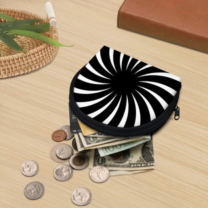 Black And White Vortex Swirl Print Coin Purse