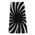 Black And White Vortex Swirl Print Cotton Front Slit Maxi Skirt