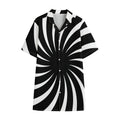Black And White Vortex Swirl Print Cotton Hawaiian Shirt