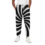 Black And White Vortex Swirl Print Cotton Pants
