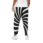 Black And White Vortex Swirl Print Cotton Pants