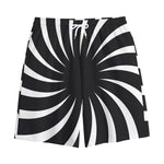 Black And White Vortex Swirl Print Cotton Shorts