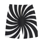 Black And White Vortex Swirl Print Cotton Shorts