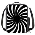 Black And White Vortex Swirl Print Crossbody Lunch Bag