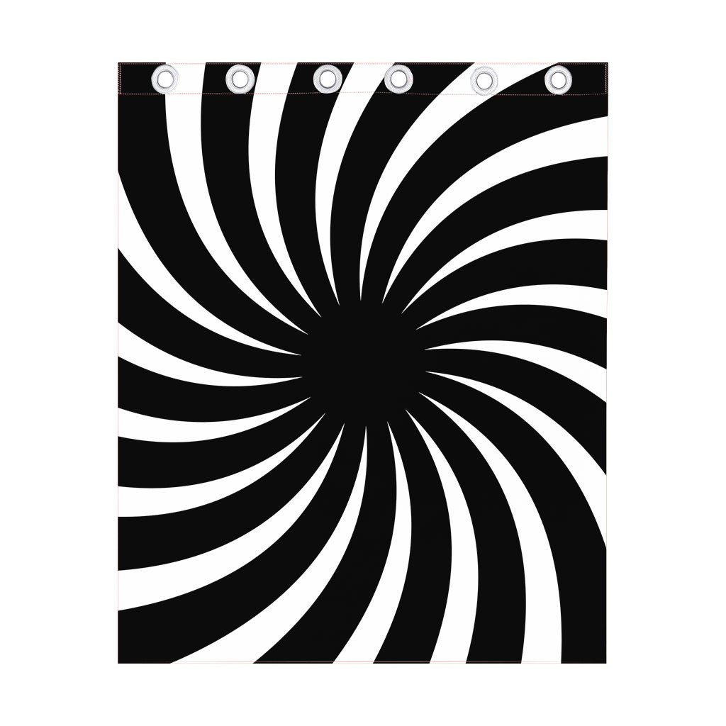 Black And White Vortex Swirl Print Curtain