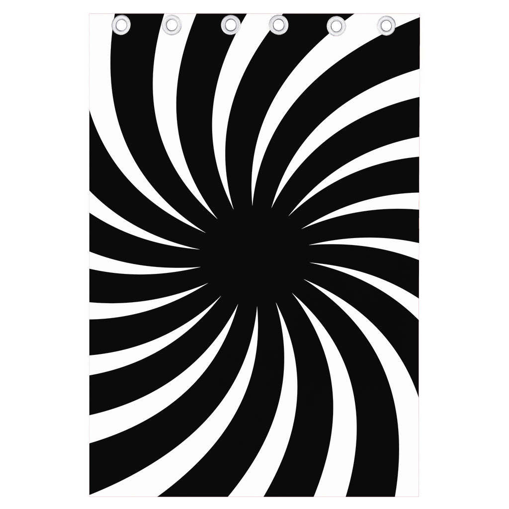 Black And White Vortex Swirl Print Curtain