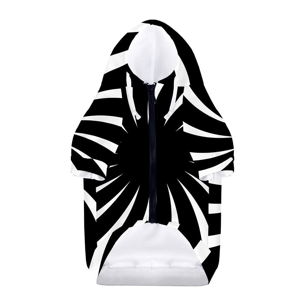 Black And White Vortex Swirl Print Dog Zip Up Hoodie
