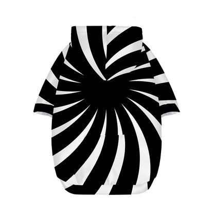 Black And White Vortex Swirl Print Dog Zip Up Hoodie
