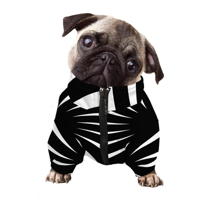 Black And White Vortex Swirl Print Dog Zip Up Jacket