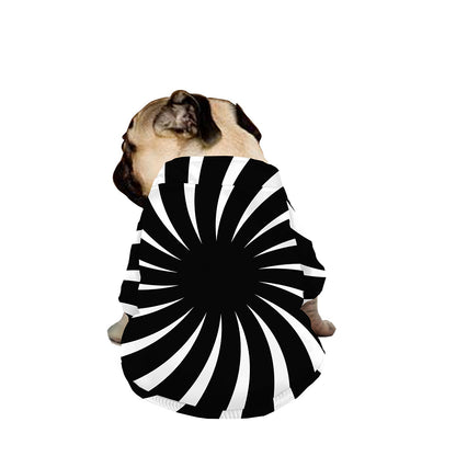 Black And White Vortex Swirl Print Dog Zip Up Jacket