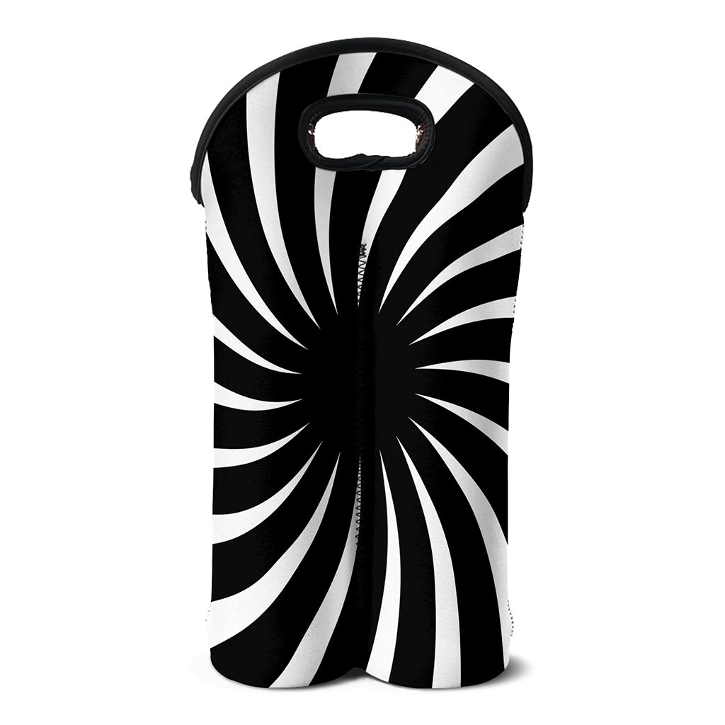 Black And White Vortex Swirl Print Double Neoprene Wine Tote