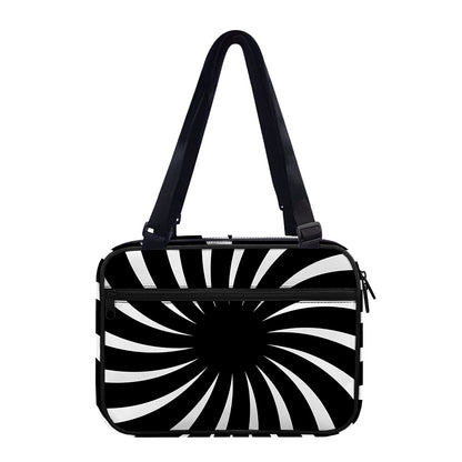 Black And White Vortex Swirl Print Double Strap Bible Bag